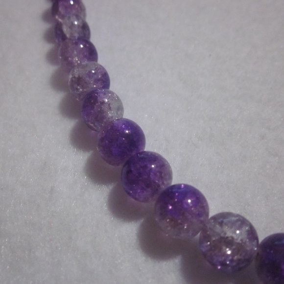Purple and Clear Two Tone Crackle Skull Key Necklace. - Picture 3 of 6